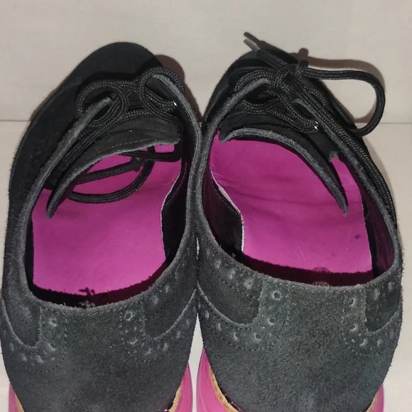 Cole Haan Lunargrand Women's Blue Suede Wingtip Pink Soles Shoes Size 8 D38899 - Picture 3 of 14